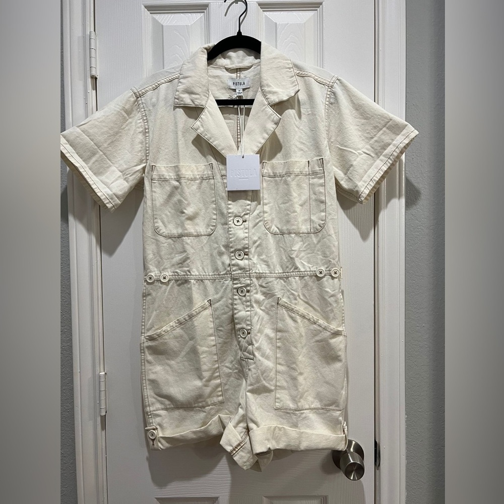 NWT Pistola White / Beige Parker Romper - Picture 6 of 8